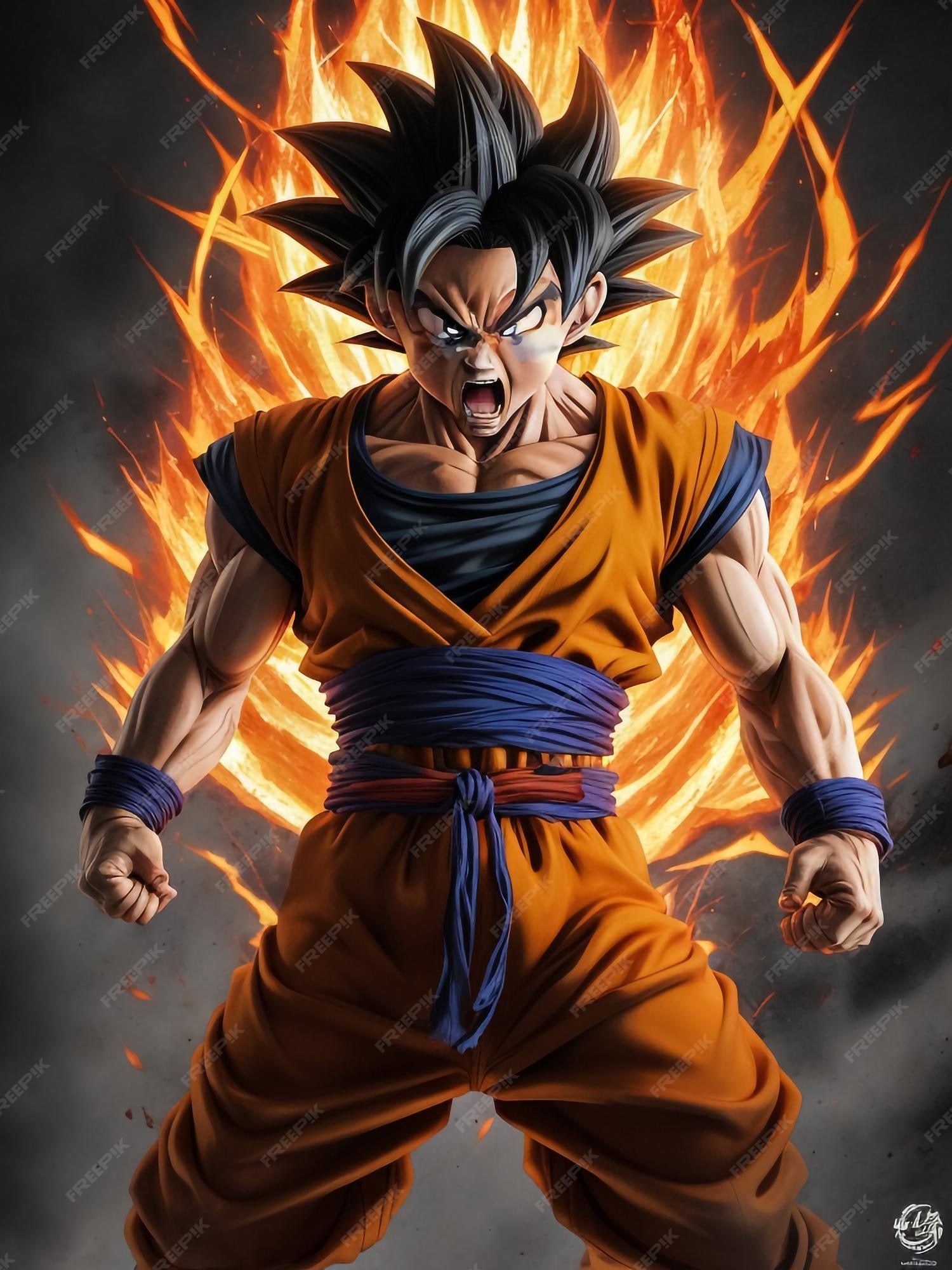 Imagem artística de desenho animado de ultra instinto goku fundido