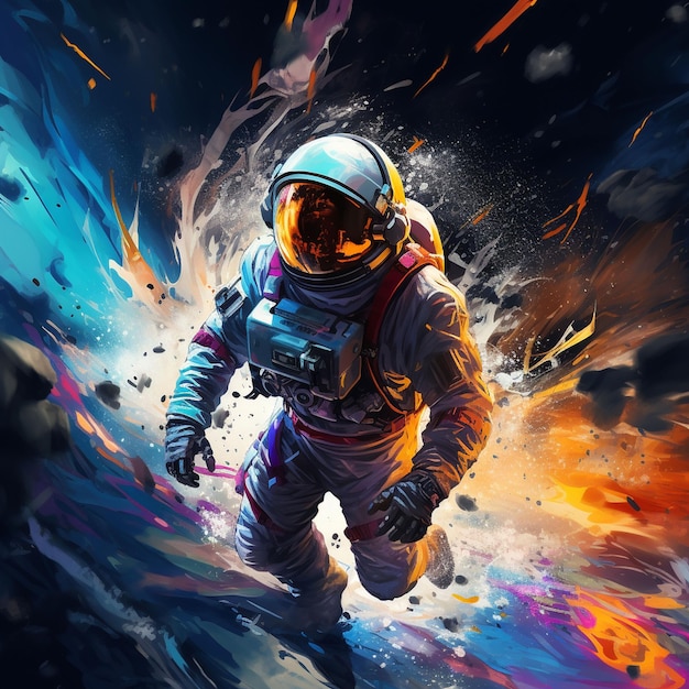 Imagem artística e lúdica de um astronauta