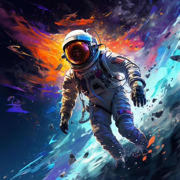 Imagem artística e lúdica de um astronauta