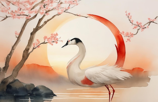 Imagem Artística Prompt Japonesa Zen Tao Crane