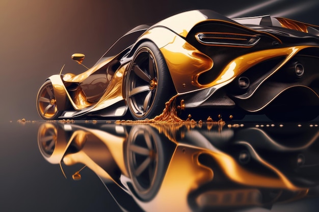 Imagem colorida abstrata de carro esportivo na estrada Geração de IA de fundo criativo