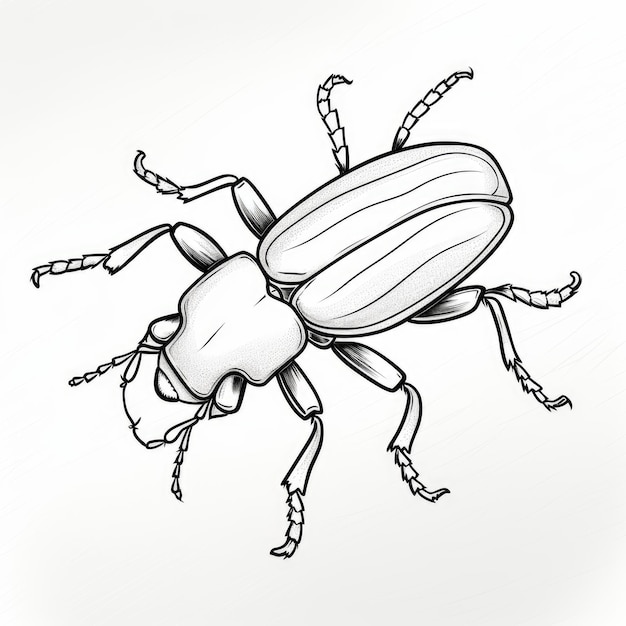 Imagem colorida em preto e branco de um besouro