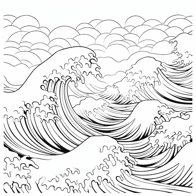 Imagem colorida em preto e branco de uma onda