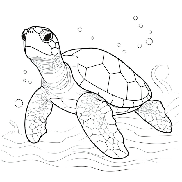 Imagem colorida em preto e branco de uma tartaruga