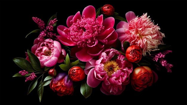 Imagem com buquê de flores de cartão de conceito botânico de flores Gerado AI