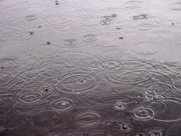 Foto imagem completa de gotas de chuva na água