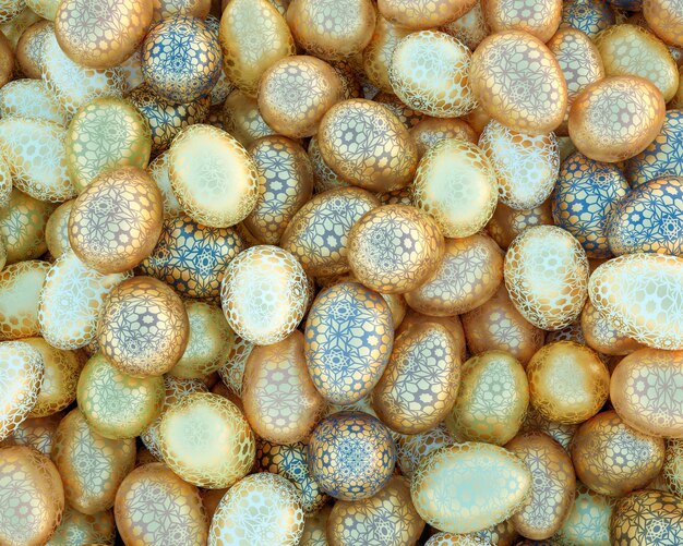 Imagem completa de ovos de Páscoa decorados