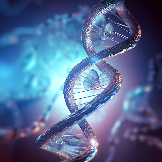 Imagem composta com uma dupla hélice de DNA entrelaçada com um estetoscópio que simboliza a integra