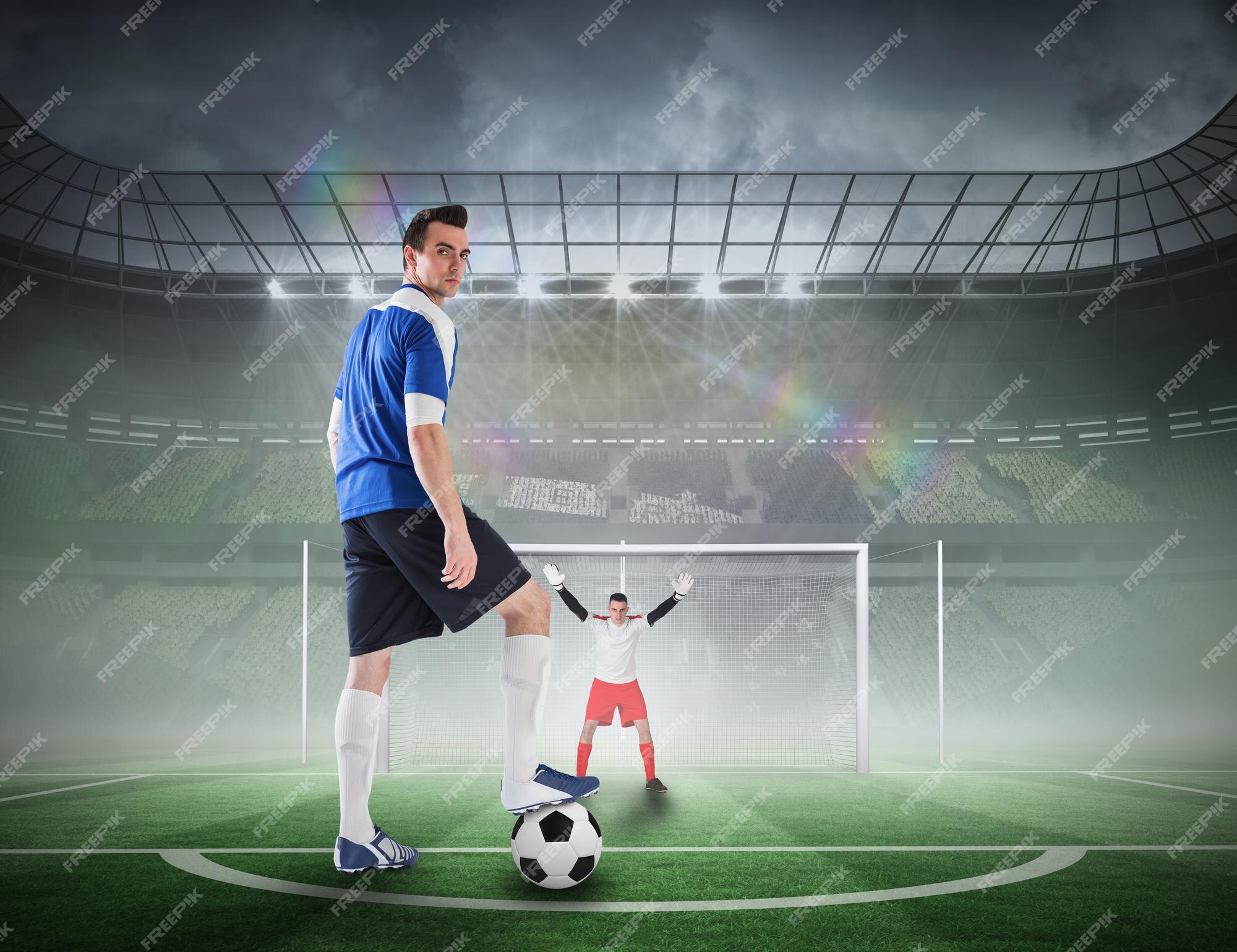 Grupo De Jogadores De Futebol Correndo E Dando Pontapés No Jogo Da Liga.  Jogadores De Futebol Adultos Competem No Futebol Foto de Stock - Imagem de  jogador, duelo: 217889788