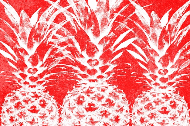 Imagem composta de várias camadas de frutas de abacaxi em um fundo vintage grunge vermelho Ideal para decoração de casa de tela de impressão