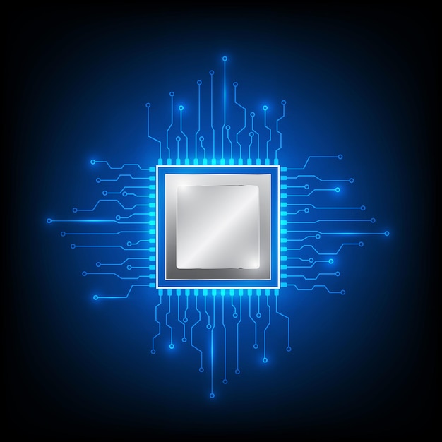 Imagem composta digital de placa de circuito iluminada contra fundo preto