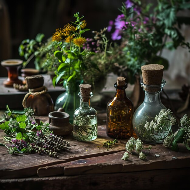 Imagem conceitual do tema da medicina herbal Ai generativa