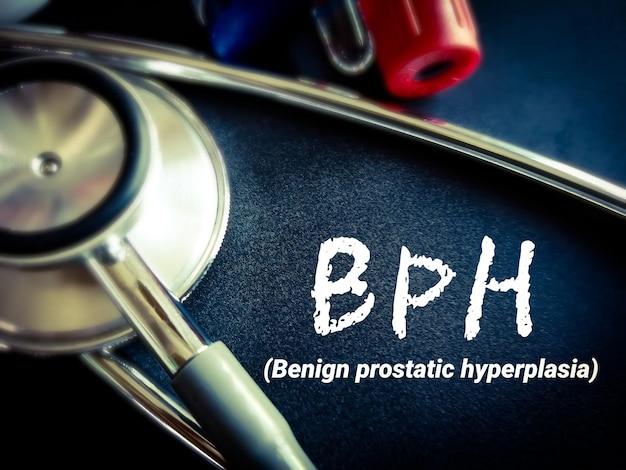 Imagem conceitual médica com BPH (hiperplasia prostática benigna).