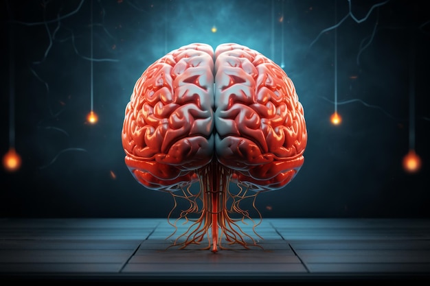 Imagem criativa virtual de inteligência artificial com um esboço do cérebro humano