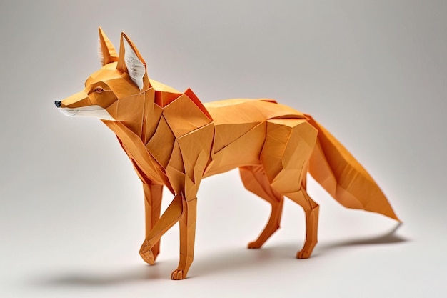 Imagem da arte do origami de papel Feito à mão raposa de papel selvagem Ilustração animal generativa IA