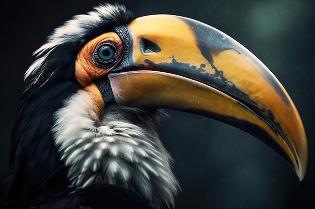 Imagem da bela cabeça de calau Ilustração de pássaros de animais selvagens IA generativa