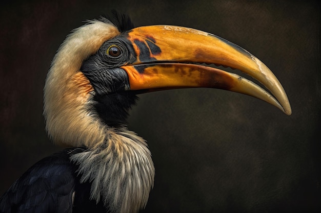 Imagem da bela cabeça de calau Ilustração de pássaros de animais selvagens IA generativa