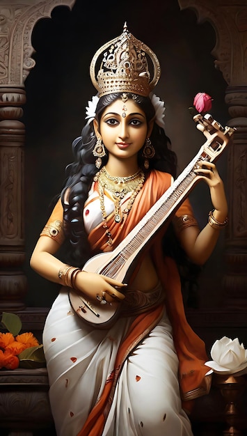 Imagem da Deusa Saraswati Maa Ai Gerada