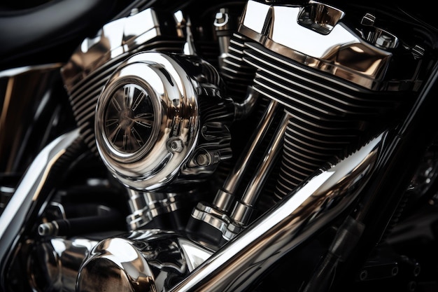 Imagem da IA generativa do motor metálico da motocicleta