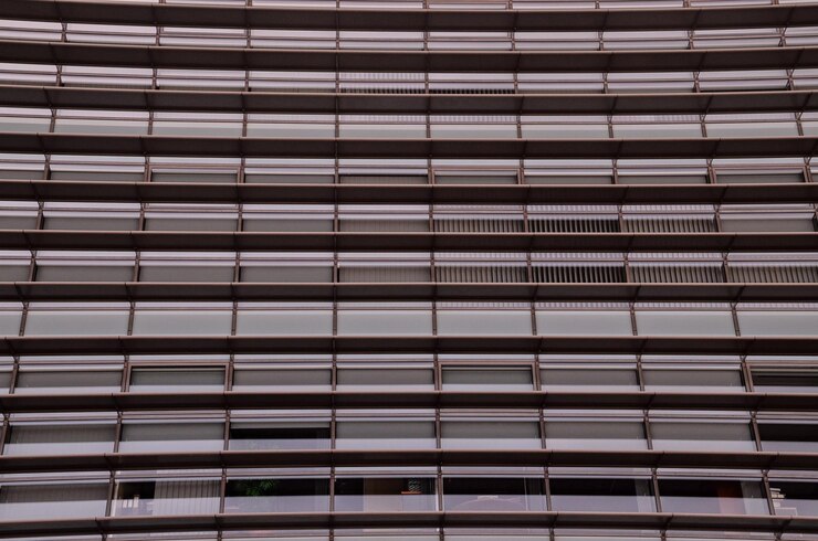 Foto imagem da vista da cidade do edifício com textura do windows