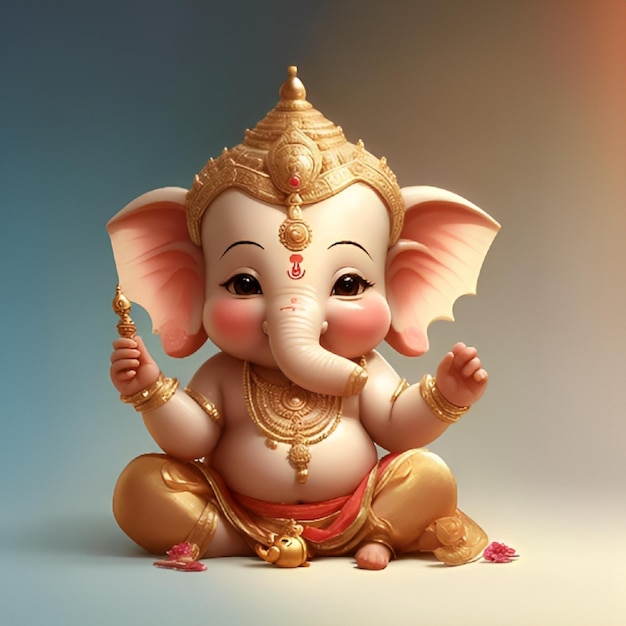 Foto imagem de 3d cute ganesh em fundo escuro