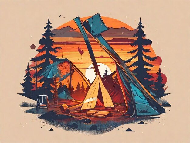 Imagem de acampamento Ai para design de camiseta