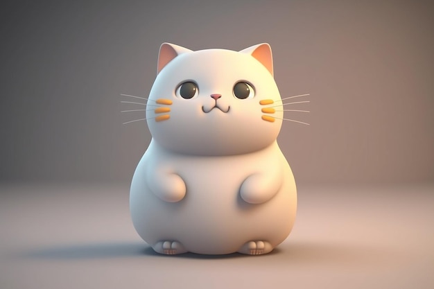 Imagem de animação 3D de gato de desenho animado estilo Kawaii Arte gerada por Ai