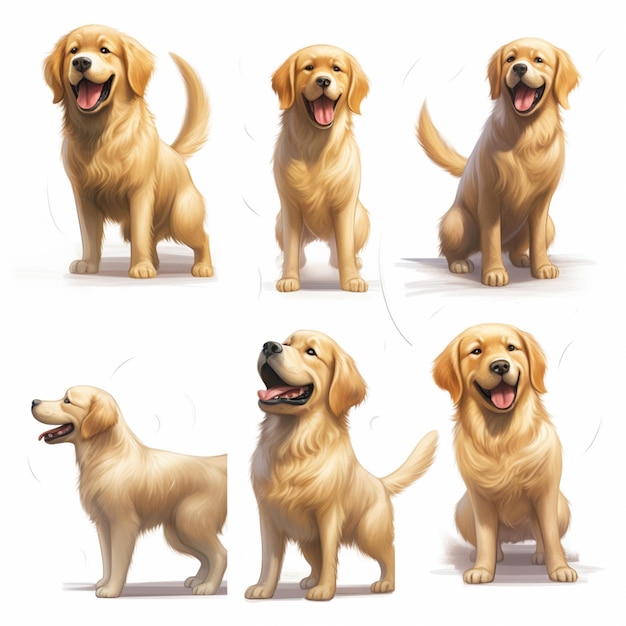 Imagem de Arafed de um cão com diferentes poses generativas ai