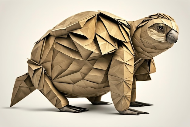 Imagem de arte de origami de papel Preguiça de papel artesanal Ilustração de animais selvagens IA generativa