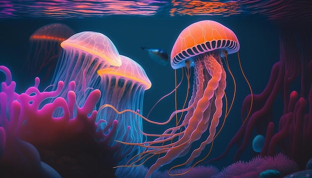Imagem de arte do gerador ai de ilustração colorida de água-viva