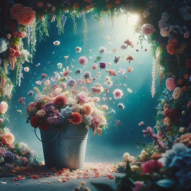 Imagem de balde de flores