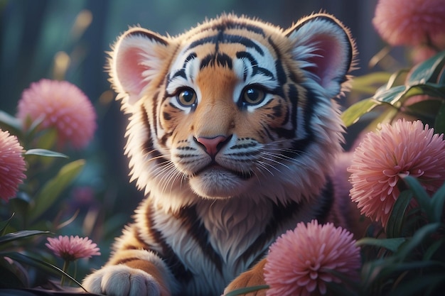 imagem de bebê tigre com AI gerada