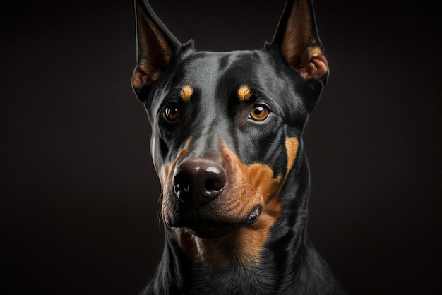 Imagem de cachorro Doberman poderoso e leal em fundo escuro