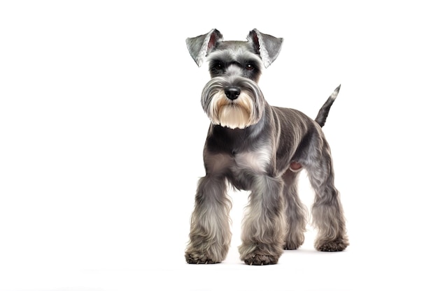 Imagem de cachorro schnauzer miniatura em fundo branco Animais de estimação