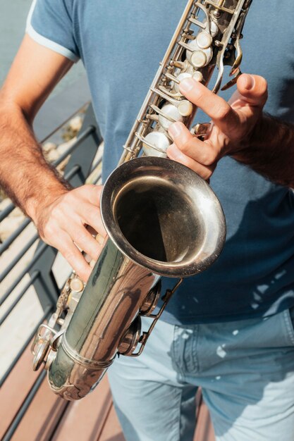 Imagem de close-up do conceito de música trompete