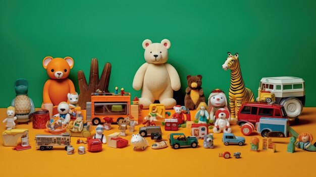Foto imagem de coleção de brinquedos com fundo simples