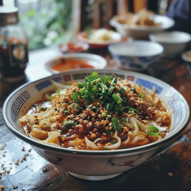 Imagem de comida chinesa que Dan Dan Noodles e bom aplicar para o menu livro