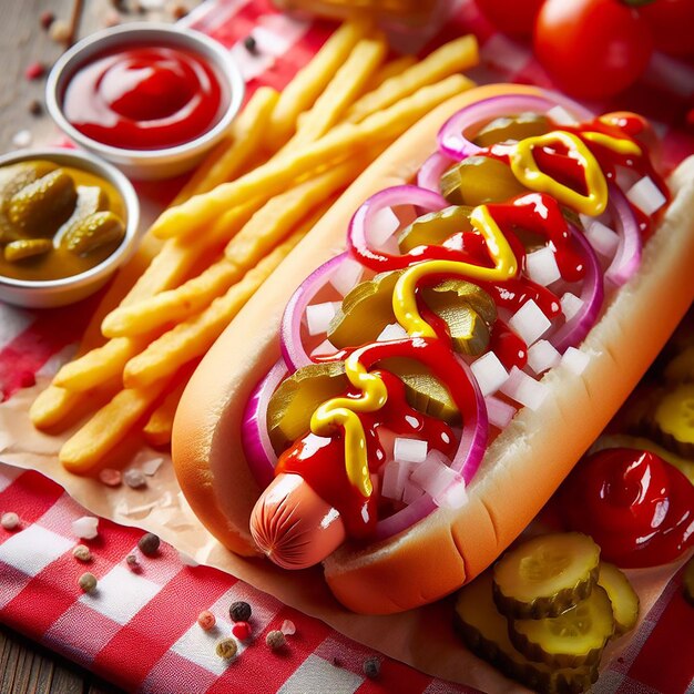 Foto imagem de comida de cachorro-quente gerada pela ia