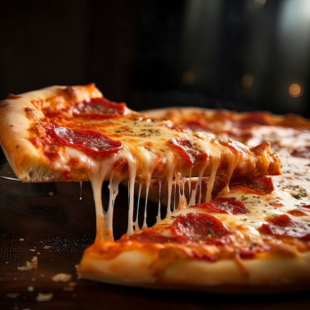 Imagem de deliciosas fatias de pizza gourmet com queijo Generative ai