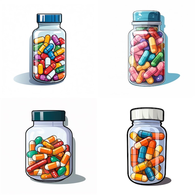 Garrafa de medicamentos de comprimidos desenhos animados imagem