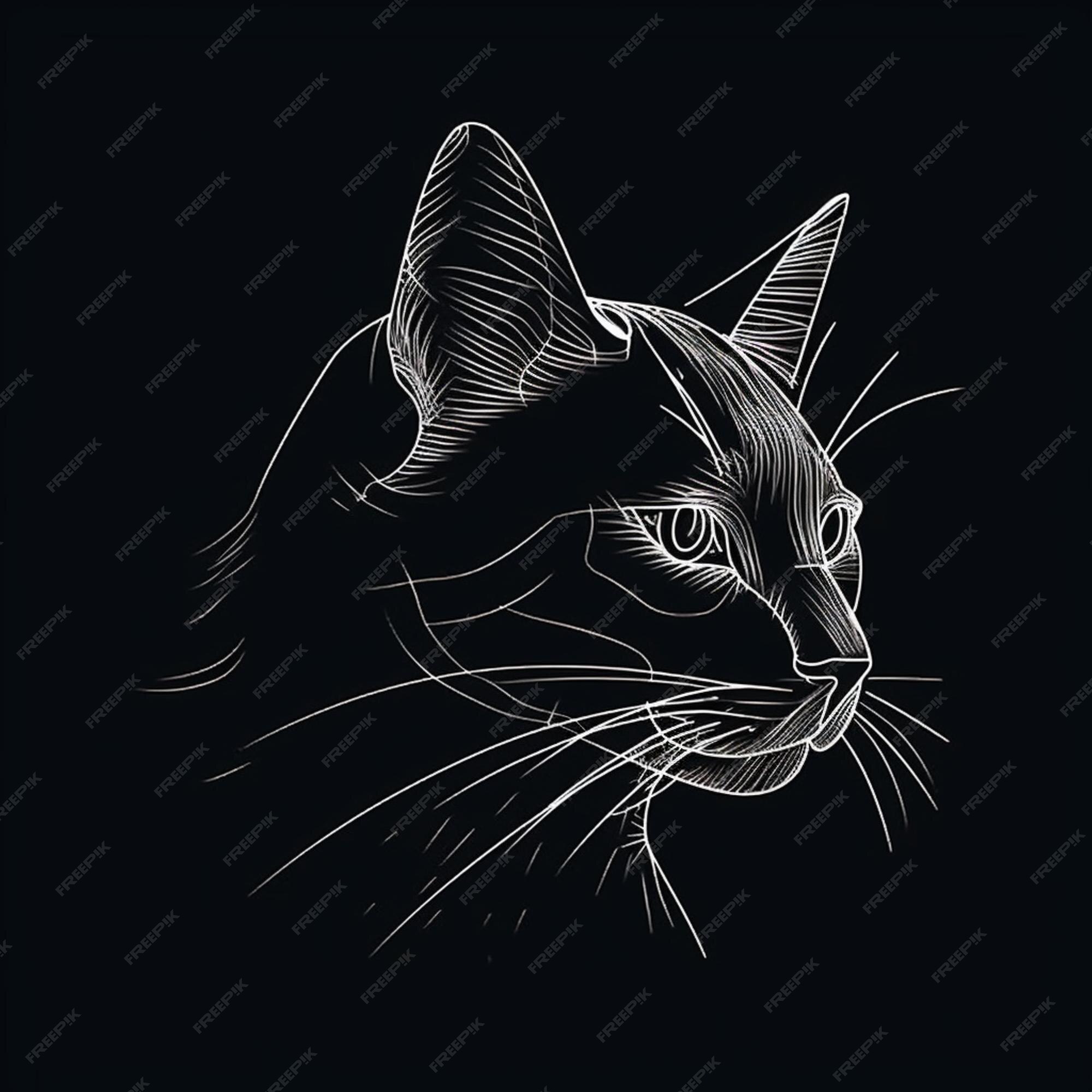 Conjunto Silhuetas Lineares Gato Preto Branco Linha Contorno Bonito Desenho  imagem vetorial de worldofvector© 522189176