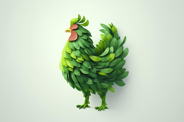 Imagem de design de frango com elementos de folha Ilustração de animais de fazenda IA generativa