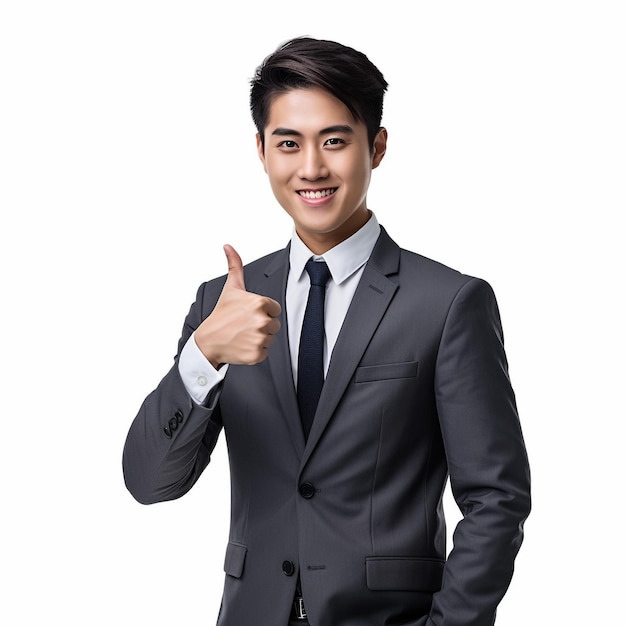 Imagem de estúdio de retrato de jovem empresário sorridente de terno preto e gravata azul gravata com braços cruzados isolado isolado sobre fundo branco Homem de negócios em estúdio imagem