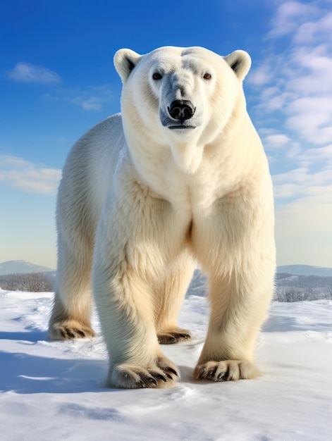 Imagem de estúdio de urso polar isolada em fundo branco claro IA generativa