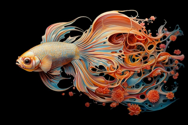 Imagem de fantasia abstrata de peixe betta Animais de estimação Ilustração IA generativa