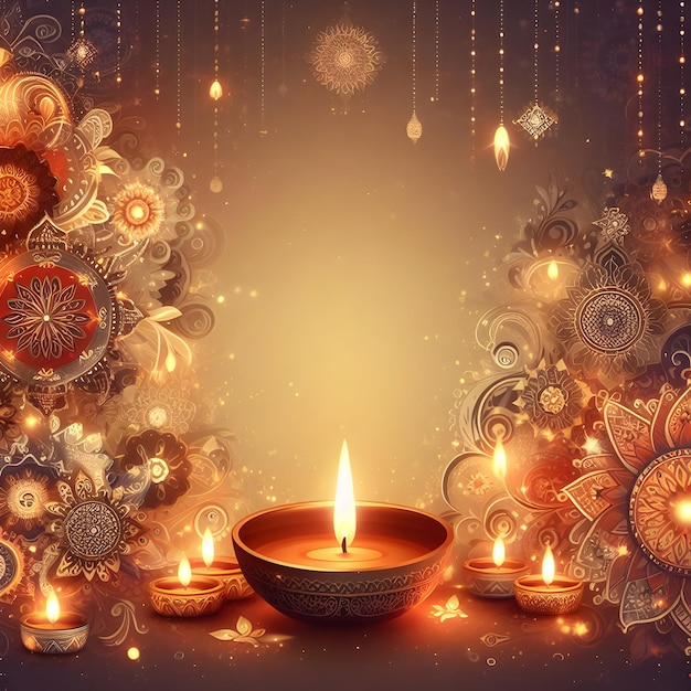 Imagem de Feliz Festival de Luzes de Diwali Com fundo com espaço para o conteúdo da mensagem