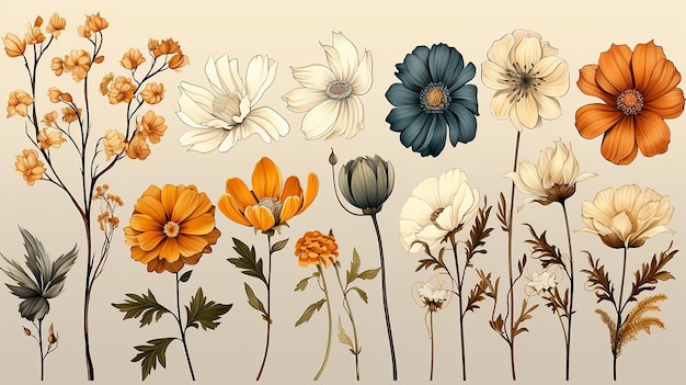 Imagem de flor isolada decorativa de ilustração 2D