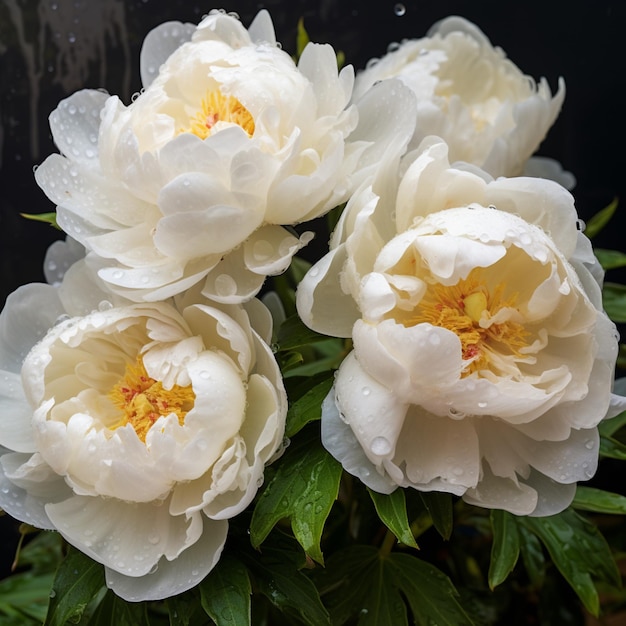 Imagem de flores de peônia branca generativa de ia