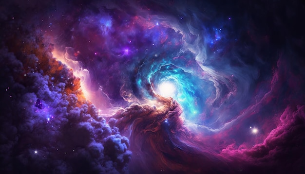 Imagem de fundo com uma mistura de cores azuis e roxas, lembrando uma galáxia ou tema espacial Generative ai
