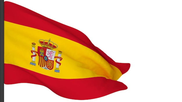 imagem de fundo da bandeira nacionalvento soprando bandeiras renderização em 3dBandeira da Espanha